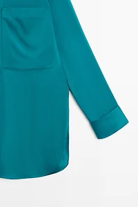 Flowing satin shirt with pockets
