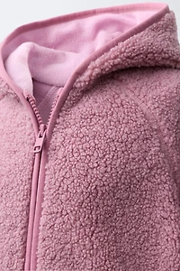 VESTE EFFET MOUTON À CAPUCHE