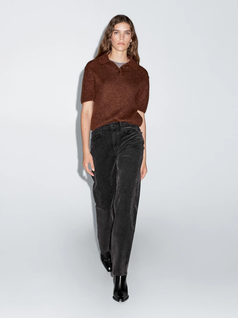 Straight-leg sulphur dye corduroy trousers