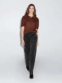 Straight-leg sulphur dye corduroy trousers