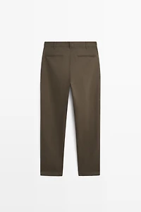 Linen and cotton straight-leg pants