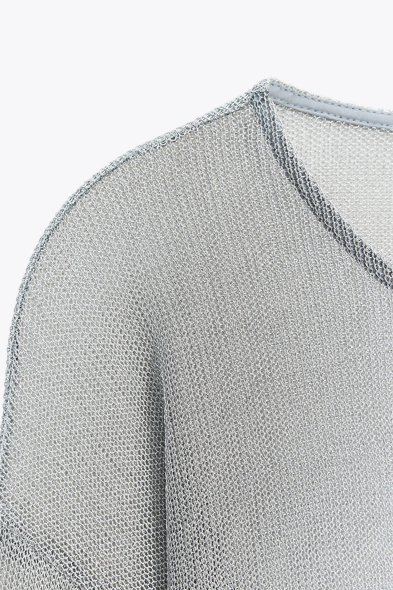 METALLIC THREAD BATWING SLEEVE TOP