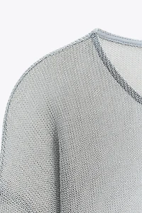 METALLIC THREAD BATWING SLEEVE TOP