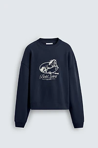 HORSE PRINT CREWNECK SWEATSHIRT