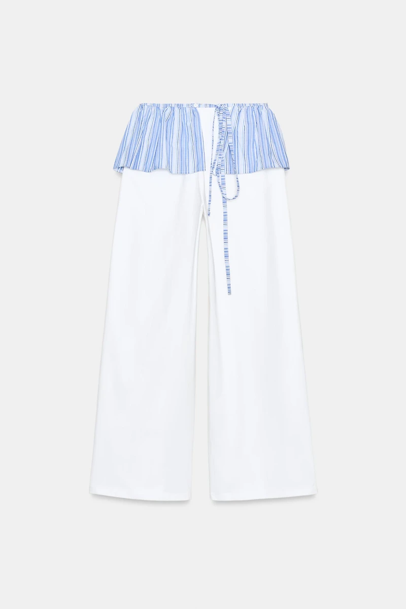 STRAIGHT LEG RUFFLE PANTS