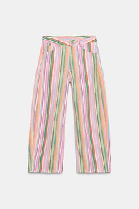 TRF MID-RISE STRIPED BAGGY JEANS