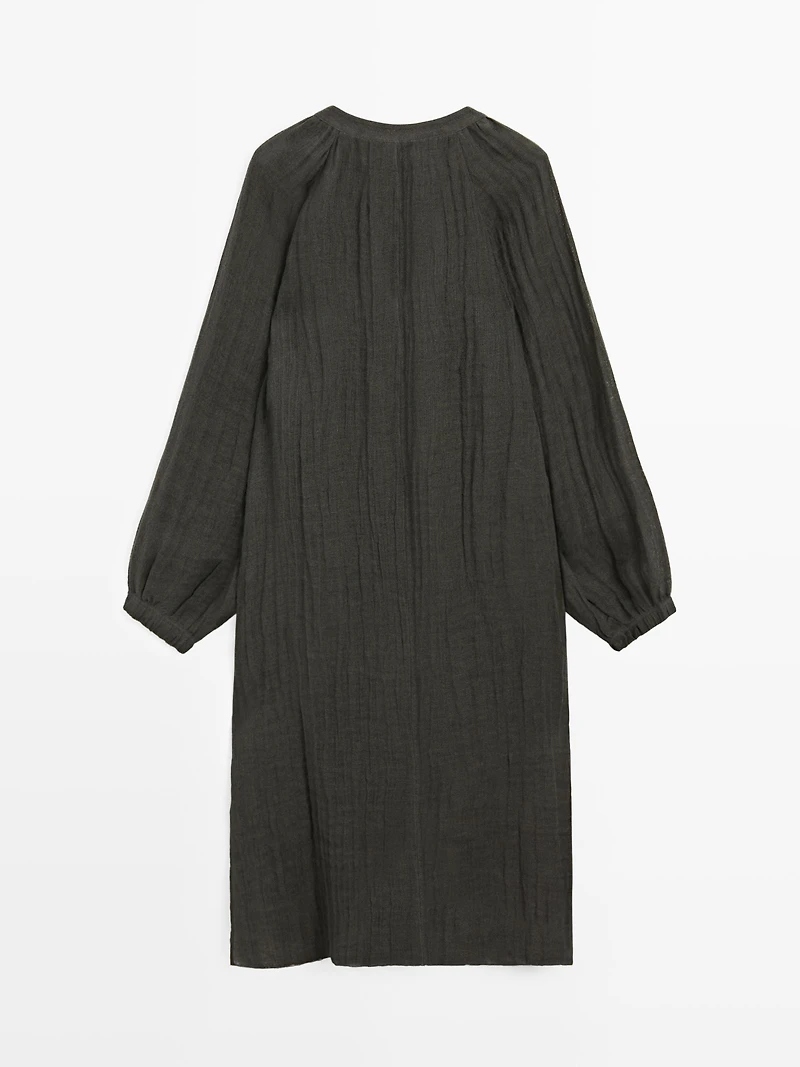 Flowing 100% linen long oversize blouse