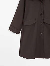 Trench coton détail velours côtelé