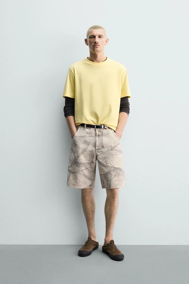 TREE PRINT BAGGY FIT SHORTS