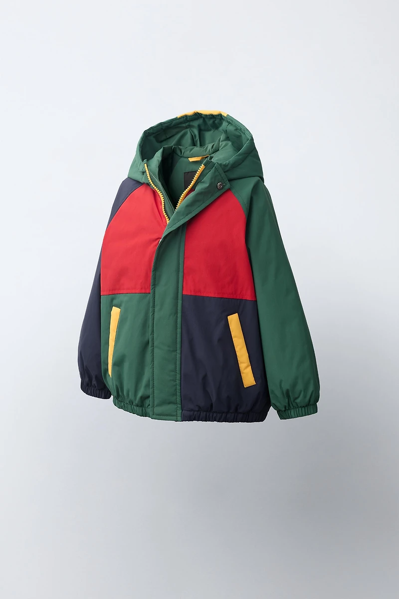 WATER REPELLENT COLORBLOCK PUFFER JACKET
