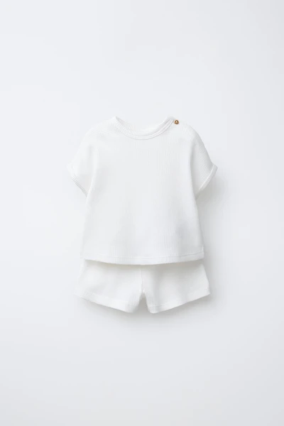 ENSEMBLE GAUFRÉ T-SHIRT ET BERMUDA UNI