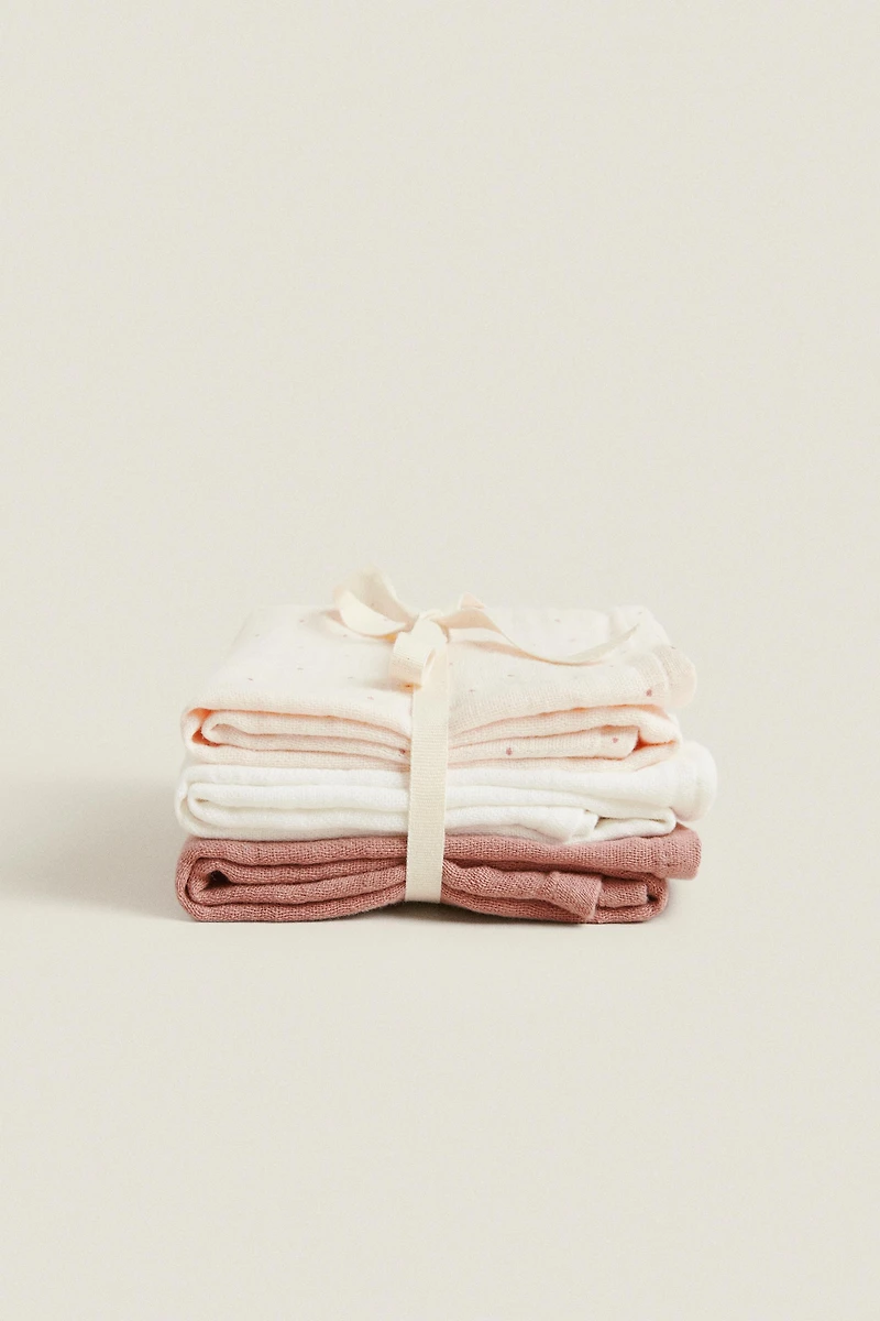 LOT DE 3 LANGES POUR BÉBÉ MULTICOLORES