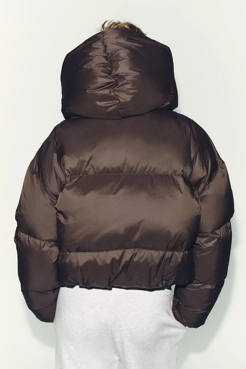 WATER REPELLENT WINDPROOF DOWN PUFFER COAT WITH HOODIE