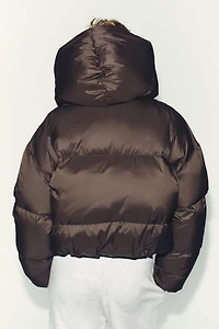 WATER REPELLENT WINDPROOF DOWN PUFFER COAT WITH HOODIE