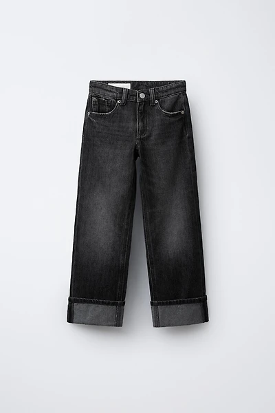 STRAIGHT LEG CUFFED HEM JEANS