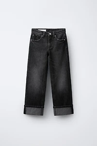 STRAIGHT LEG CUFFED HEM JEANS