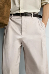 PLEATED POPLIN STRAIGHT FIT PANTS
