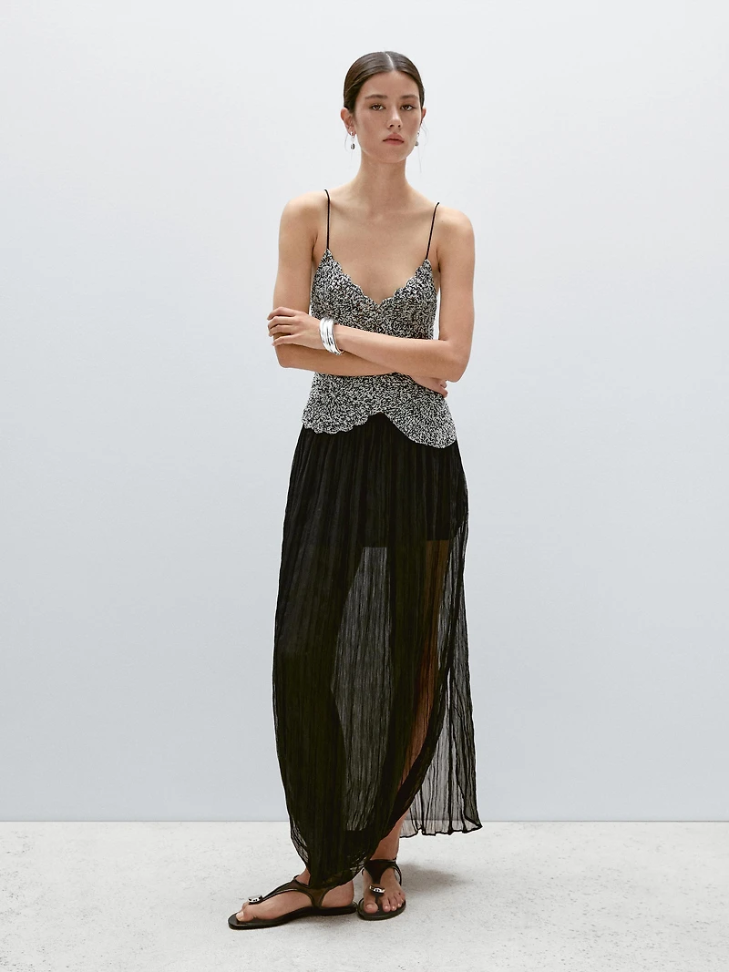Mouliné crochet knit top