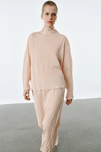 JUPE MI-LONGUE EN MAILLE EFFET FROISSÉ