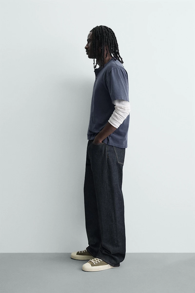 WASHED HENLEY T-SHIRT