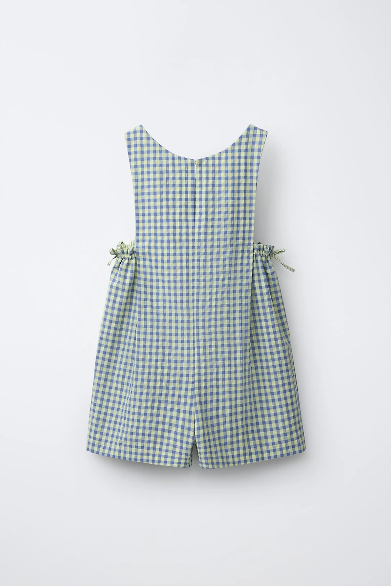 SHORT GINGHAM JUMPSUIT WITH BOWS