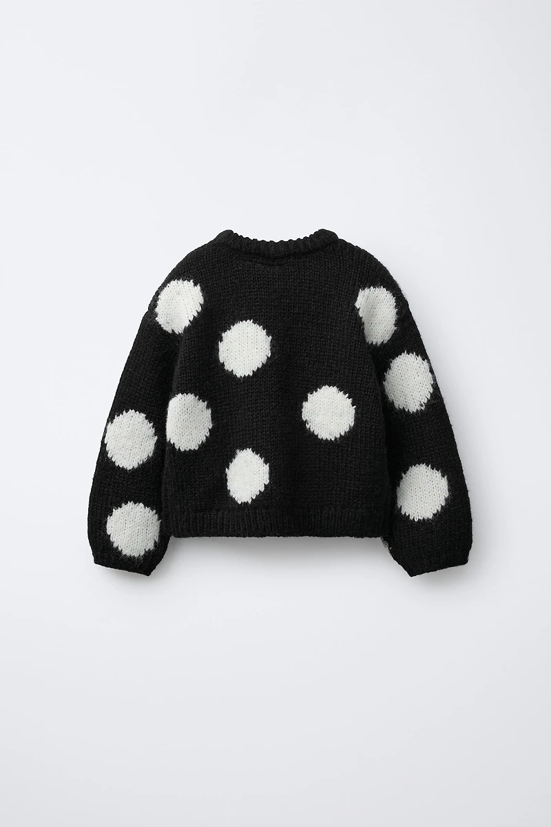 WOOL BLEND POLKA DOT KNIT SWEATER