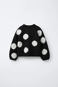 WOOL BLEND POLKA DOT KNIT SWEATER