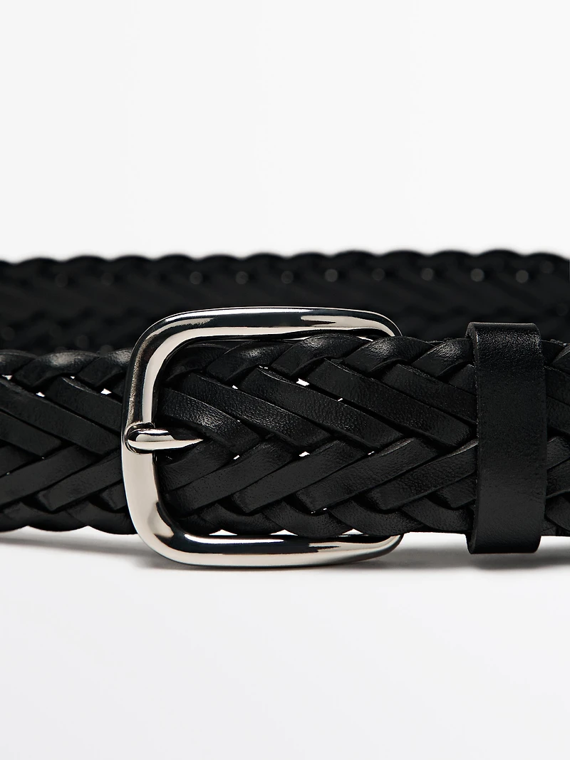 Ceinture tressée en cuir nappa