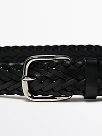 Ceinture tressée en cuir nappa