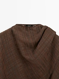 Check linen blend cape