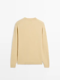 Wool blend crew neck knit sweater