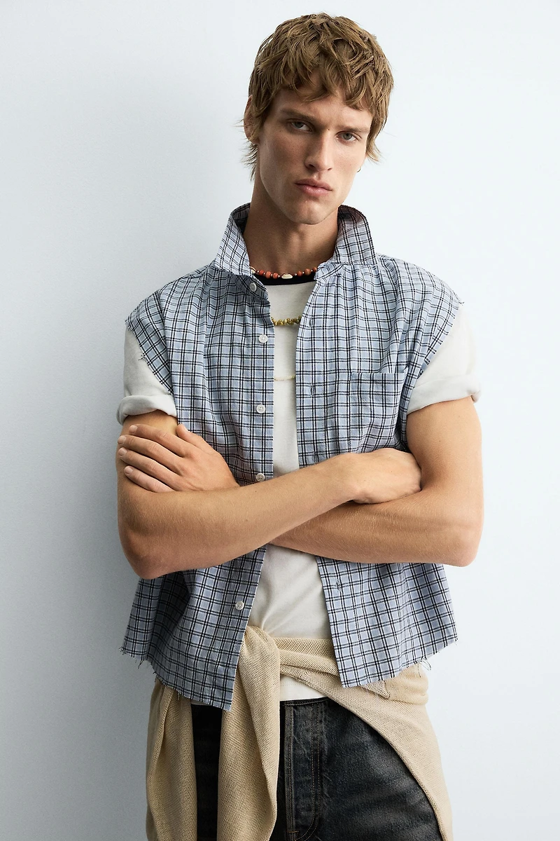 PLAID CROPPED FIT SHIRT