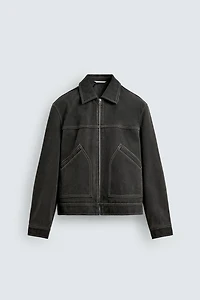WASHED EFFECT TOPSTITCHING JACKET
