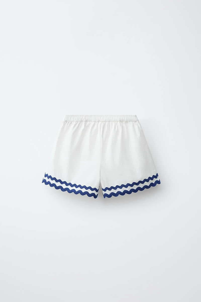 CASA LAWA X ZARA KIDS CONTRAST WAVY POPLIN SHORTS