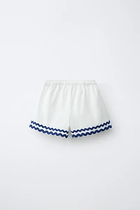 CASA LAWA X ZARA KIDS CONTRAST WAVY POPLIN SHORTS