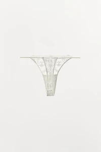 EMBROIDERED LACE THONG
