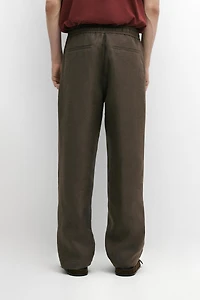 100% linen trousers with herringbone detail