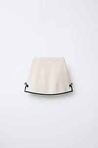 CONTRAST BOW KNIT SKIRT