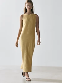 Linen halter midi dress