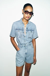 Z1975 SHORT FLOWY DENIM JUMPSUIT