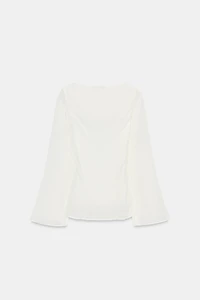 GEORGETTE LACE BOW SHIRT