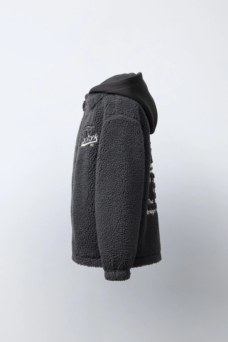ZOO YORK® X ZARA REMOVABLE HOOD EMBROIDERED FLEECE OVERSHIRT