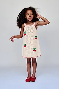 KNIT CROCHET CHERRY DRESS