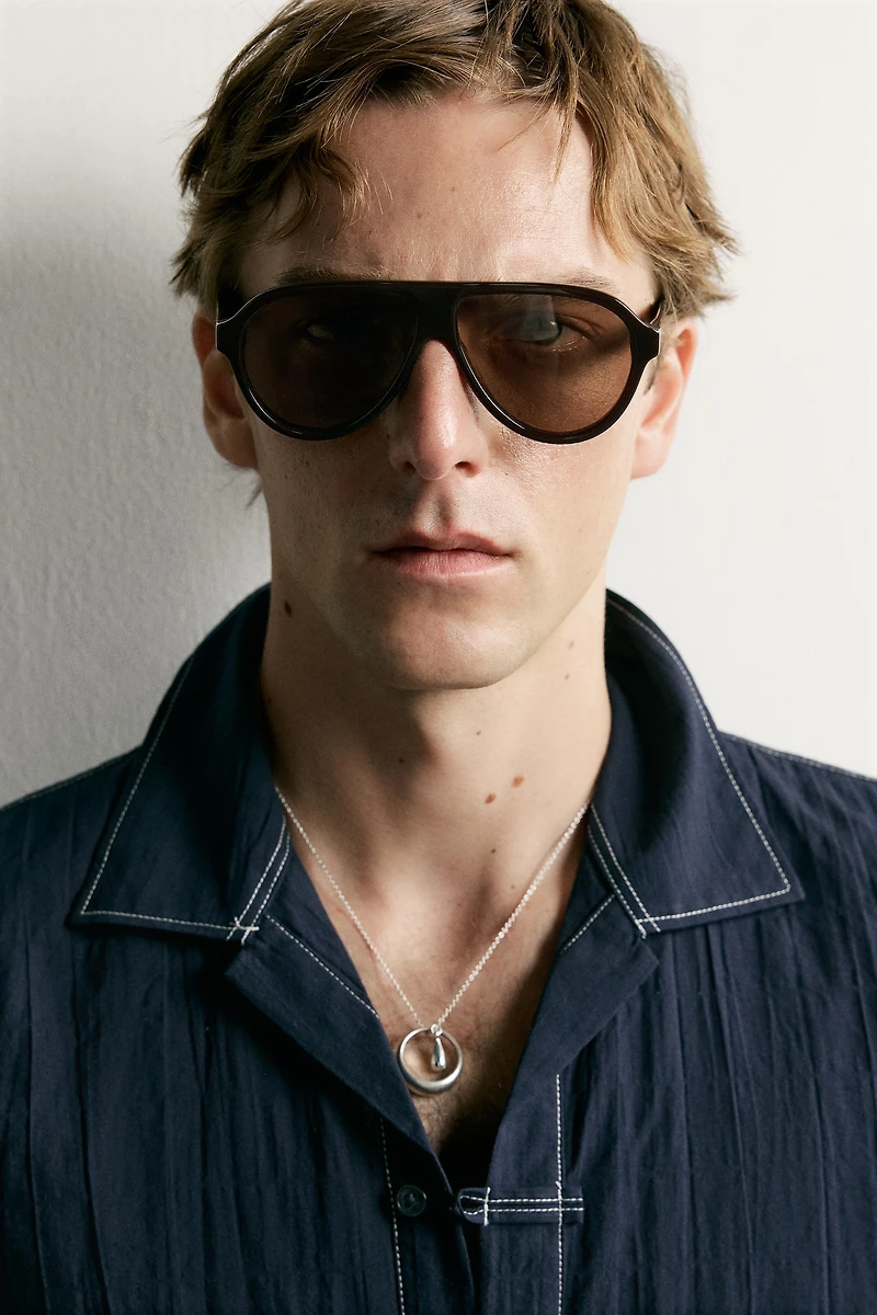 TEXTURED RELAXED FIT SHIRT WITH FROG FASTENINGS
