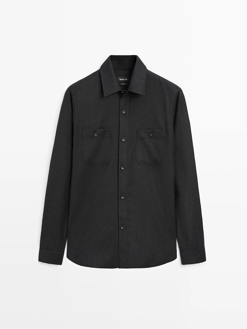 100% wool flannel overshirt