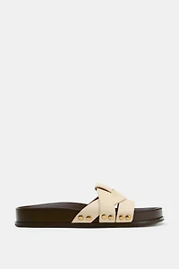 CROSSOVER FLAT LEATHER SANDALS