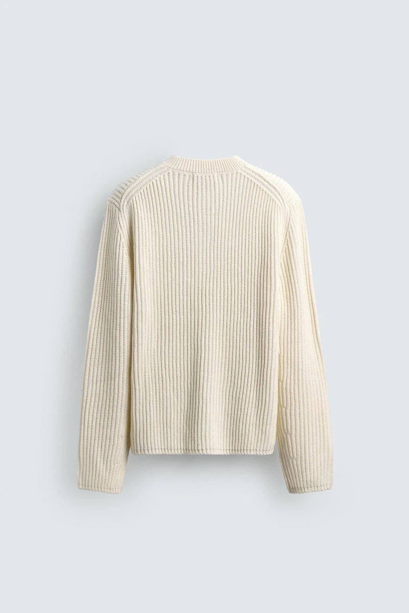 TEXTURED WEAVE HENLEY NECK SWEATER