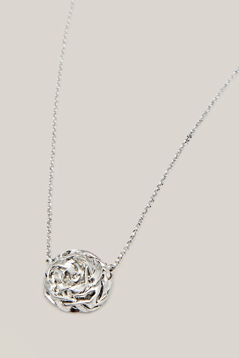 Necklace with textured round basket piece - LIMITED EDITION