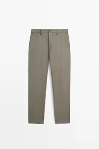 100% linen straight-leg trousers