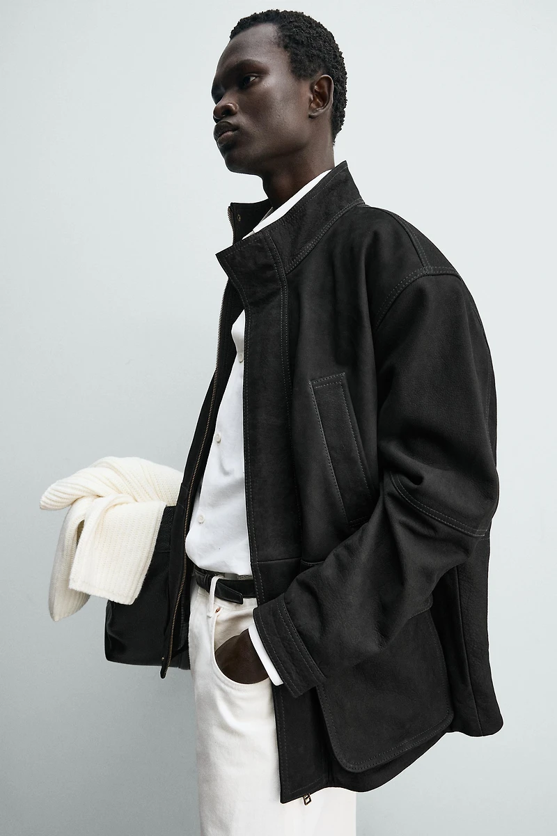 LEATHER RELAXED FIT PARKA